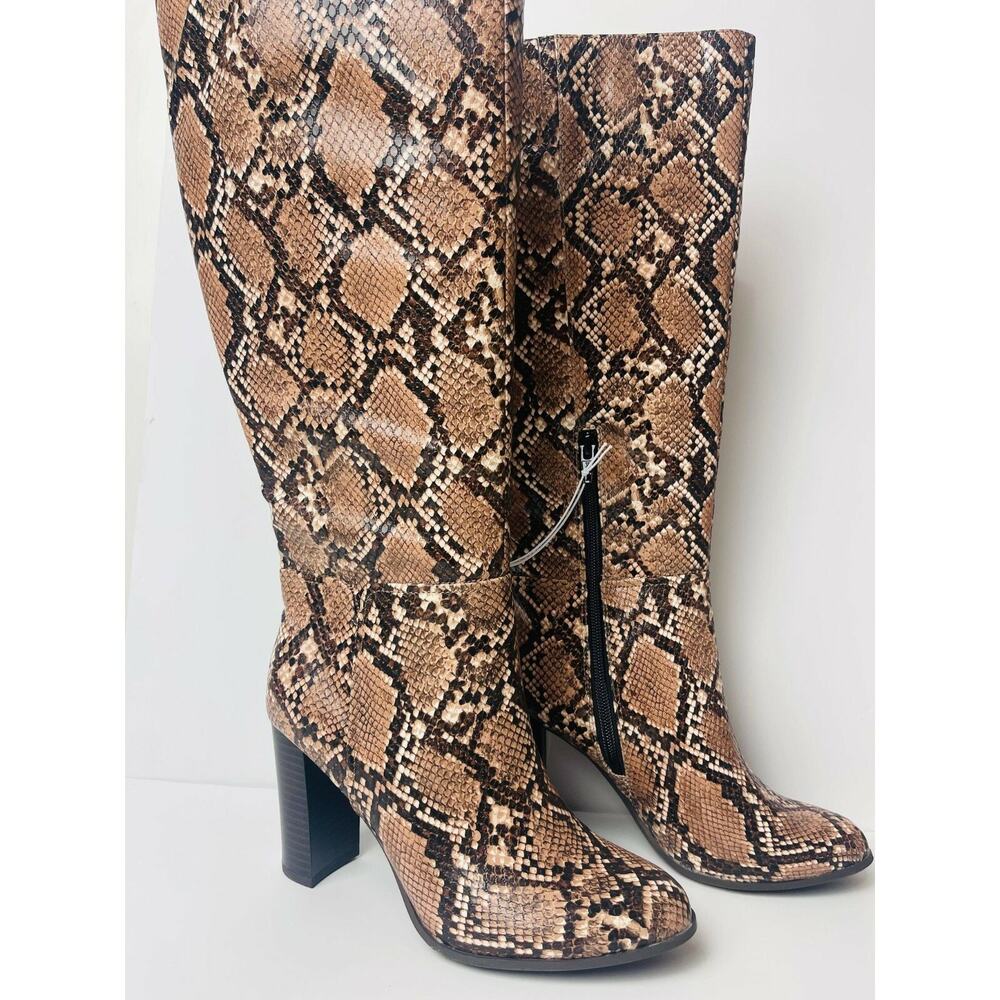 Women's Brandee Knee High Heeled Fashion Boots - Snake Size 6/A New Day Taupe - Picture 6 of 9